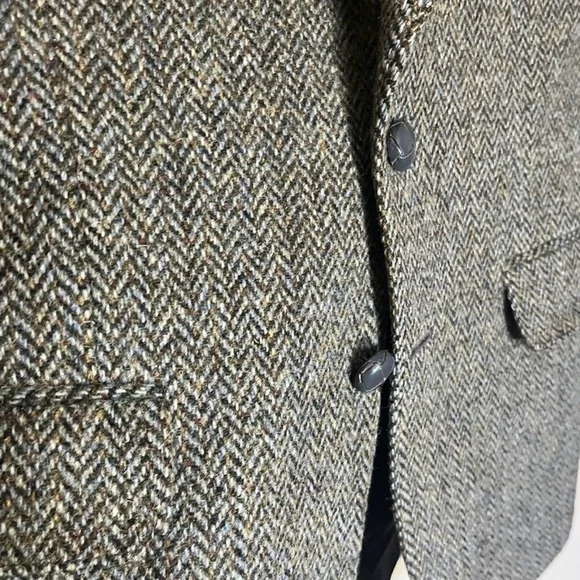 Harris Tweed Vintage Herringbone Wool Blazer Hector Russell Kiltmaker Gray - Picture 3 of 12
